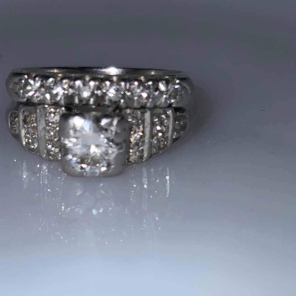 Platinum iridium wedding set .75 karats